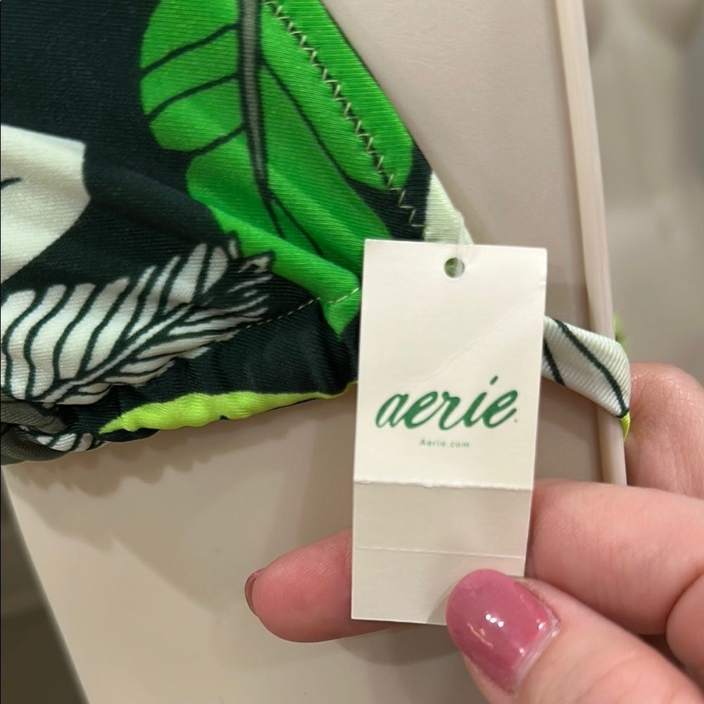 Aerie Green and White Tropical Bikini - Picture 2 of 4